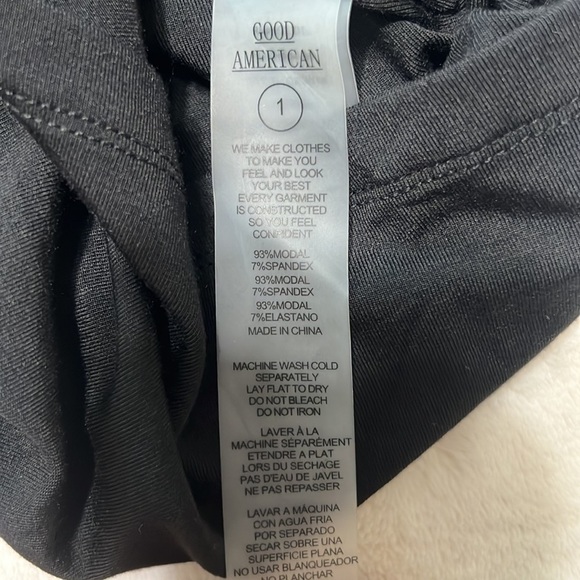 Good American Low Down Mini Ruched Dress Black V Neck Stretch - Picture 6 of 9